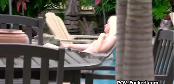  Punishing sexy neighbor poolside for sneaking in